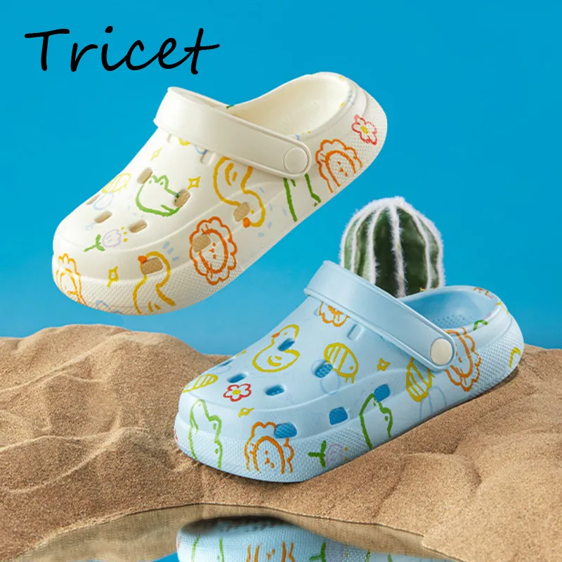 

Cartoon Printed Boys Girls Garden Slippers Cute Animals EVA Children Beach Clogs Shoes Soft Bottom Kids Summer Slippers