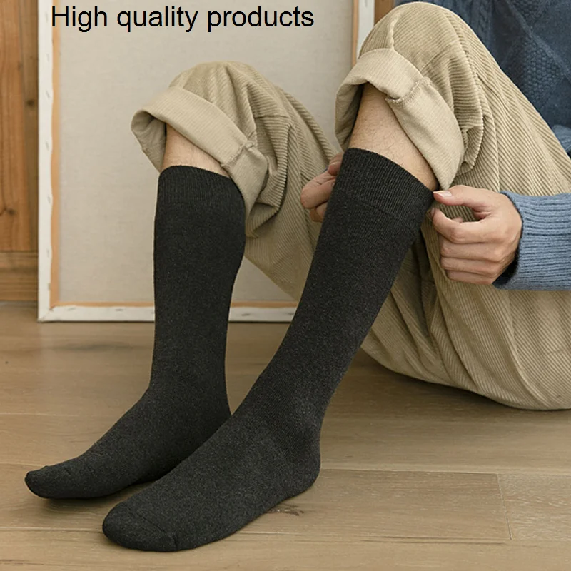 

Men‘s Warm Socks Winter Thick Thermal Knee High Long Snow Cold Compression Stockings Leg Cover Calf Black Terry Male