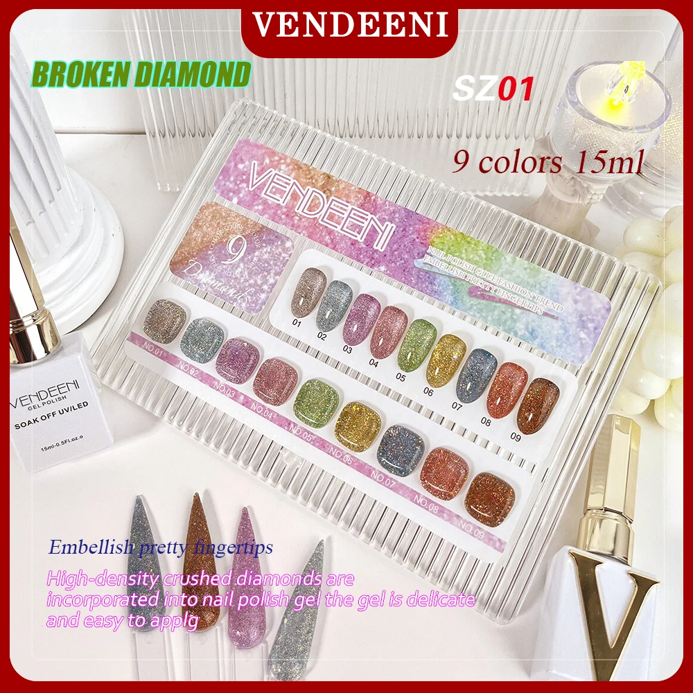 Vendeeni 15ml Brown Glitter Broken Diamond Gel Nail Polish 9 Colors/set Sparkling Soak Off Colorful UV LED Gel Varnish
Vendeeni 15ml Brown Glitter Broken Diamond Gel Nail Polish 9 Colors/set Sparkling Soak Off Colorful UV LED Gel Varnish