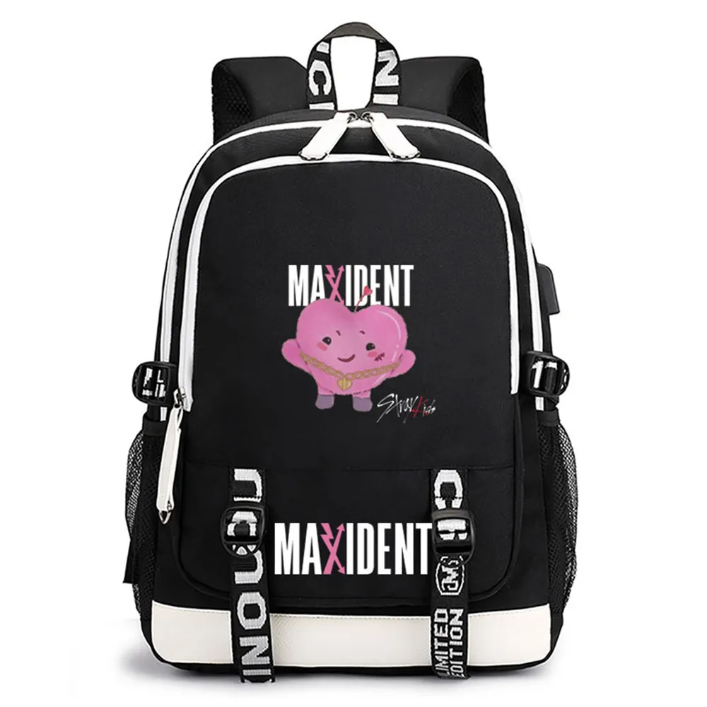 

Stray Kids KPOP Maxident Album Photo Backpack Printed Canvas Student Schoolbag Big Capacity Traveling Bag Felix Han Hyunjin