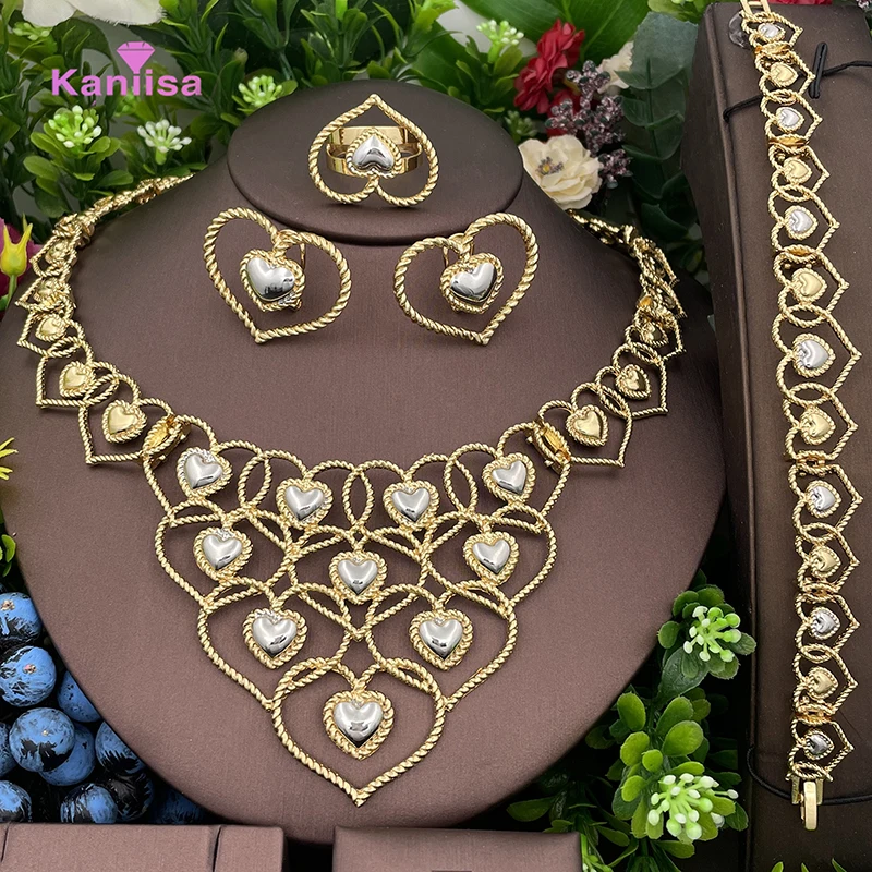 Gold Plated Jewelry Sets Woman Dubai Gold Color Necklace Earrings Ring Bracelet For Wedding Party
Gold Plated Jewelry Sets Woman Dubai Gold Color Necklace Earrings Ring Bracelet For Wedding Party
