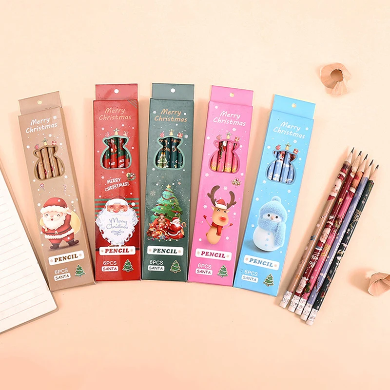 6pcs/Lot Christmas Boxed Pencils Student Writing Drawing Sketch Pen Set Wooden HB With Rubber Stationery Christmas Gifts
6pcs/Lot Christmas Boxed Pencils Student Writing Drawing Sketch Pen Set Wooden HB With Rubber Stationery Christmas Gifts