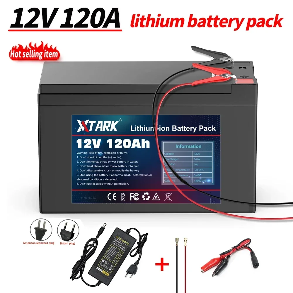 

12V Battery 120Ah 18650 lithium battery pack Rechargeable battery for solar energy electric vehicle battery+12.6v3A charger