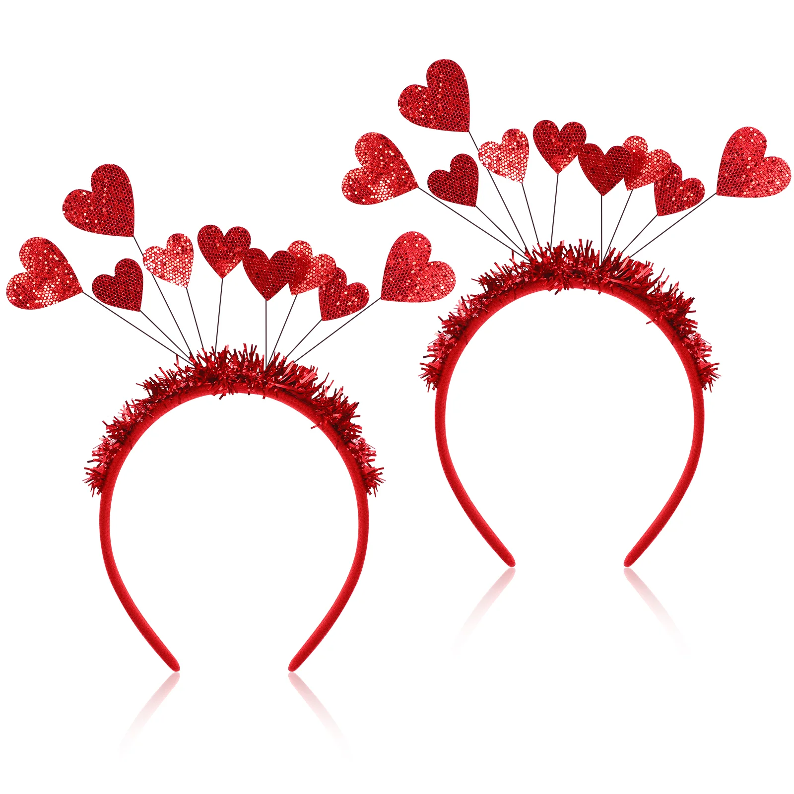 

2 Pcs Valentine's Day Headband Hair Tie Headwear Party Hoops Cupid Hairband Props Lovely Felt Cloth Headbands Miss Loving Heart