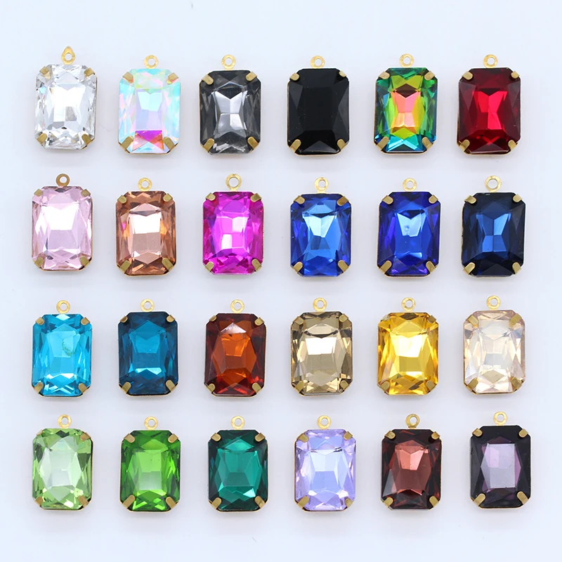 20p 8x10mm rectangle Color Faceted crystal rhinestone Framed glass Pendant Connector necklace Earring Findings 1-Loop brass bead
20p 8x10mm rectangle Color Faceted crystal rhinestone Framed glass Pendant Connector necklace Earring Findings 1-Loop brass bead