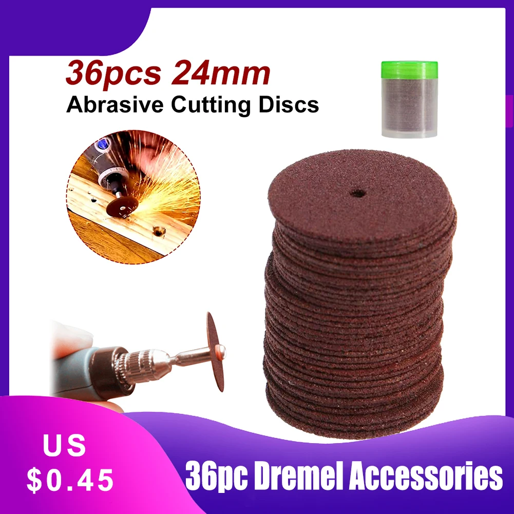 

36pcs Dremel Accessories 24mm Abrasive Disc Cutting Discs Reinforced Cut Off Grinding Wheels Rotary Blade Disc Cuttter Tools