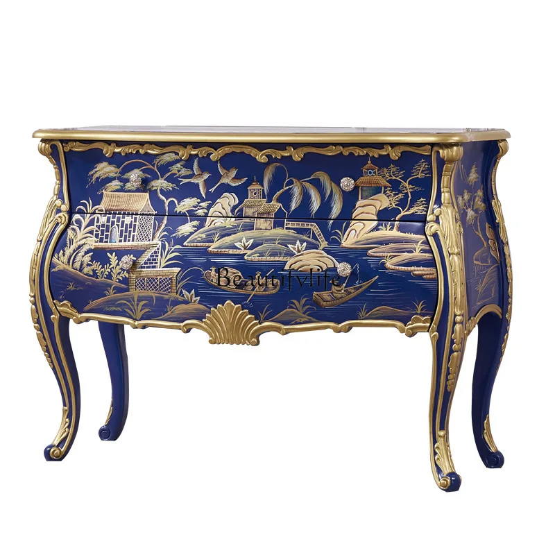 Мебель с французской росписью, шкаф-сервант из массива дерева для прихожей, синий декоративный шкафчик для гостиной 
Мебель с французской росписью, шкаф-сервант из массива дерева для прихожей, синий декоративный шкафчик для гостиной