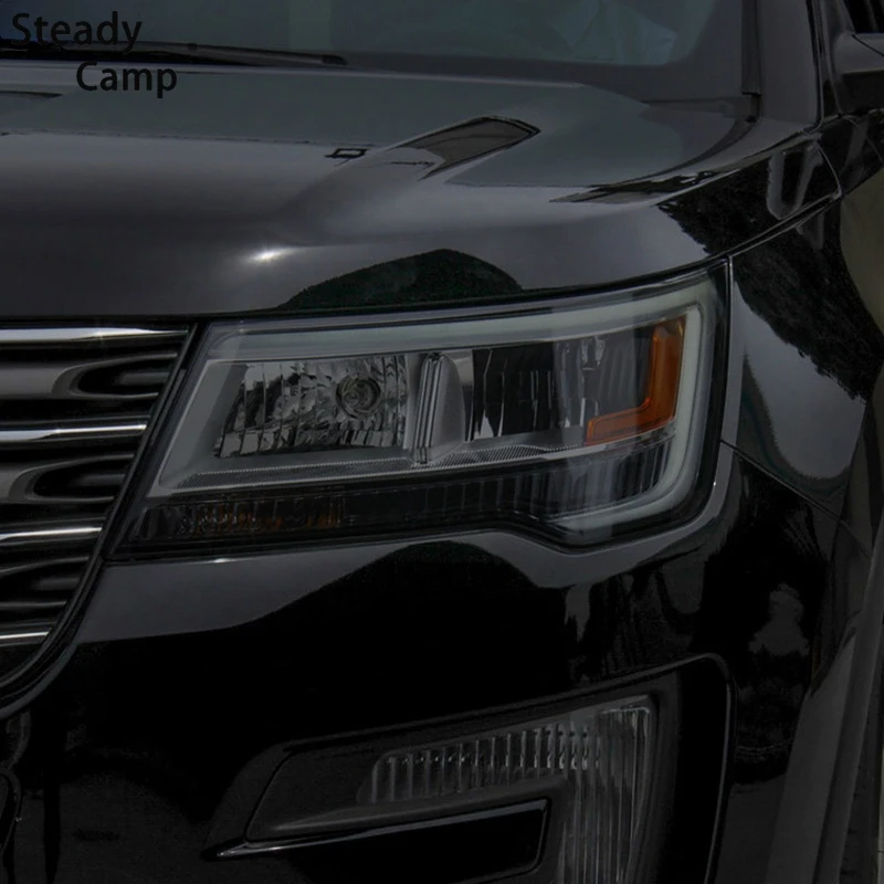 

Car Headlight Protective Film Front Light Transparent Smoked Black TPU Sticker For Ford Explorer 2016-On U502 U625 Accessories