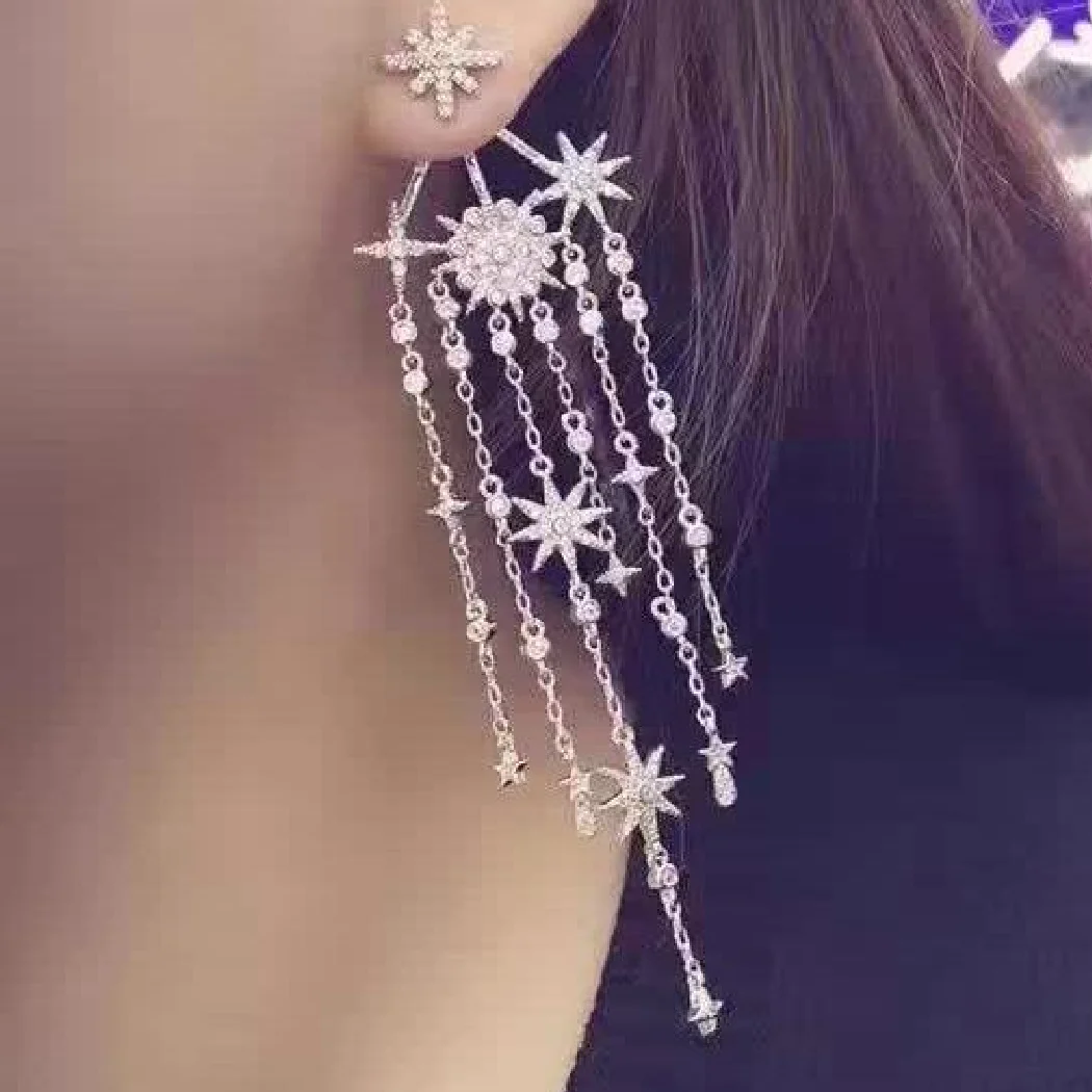 Women Cubic zircon and colorful stone star long tassel earrings Vintage brincos party jewelry
Women Cubic zircon and colorful stone star long tassel earrings Vintage brincos party jewelry