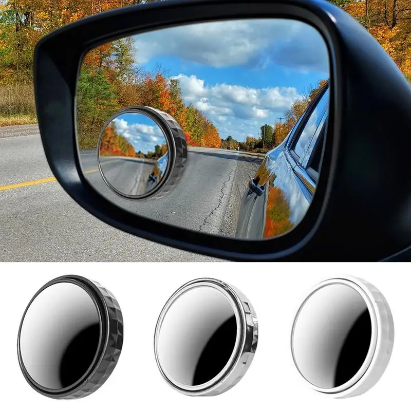 

2Pcs Car Rearview Sucker Mirrors 360 Blind Spot Mirror Adjustable Round Frame Convex Wide-angle Clear Rearview Auxiliary Mirror
