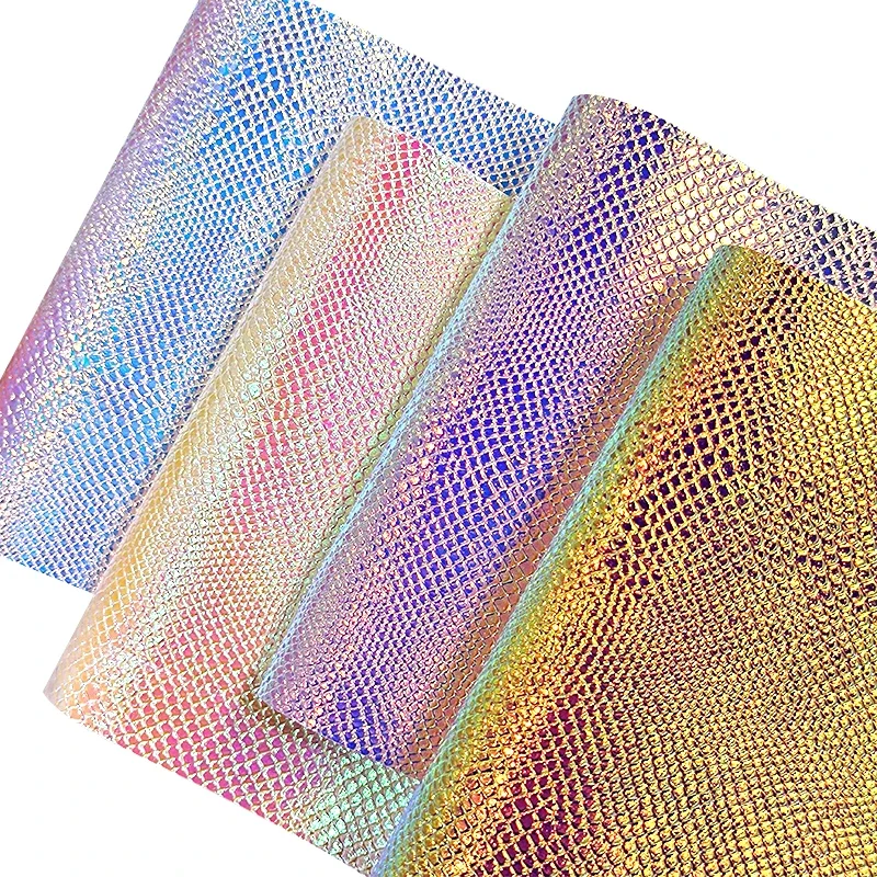 

Snake Skin Grain Embossed Holographic Spunlace Fabric Sheet for DIY Making Bag Decoration Earring Shoe Craft Textile 46*135CM