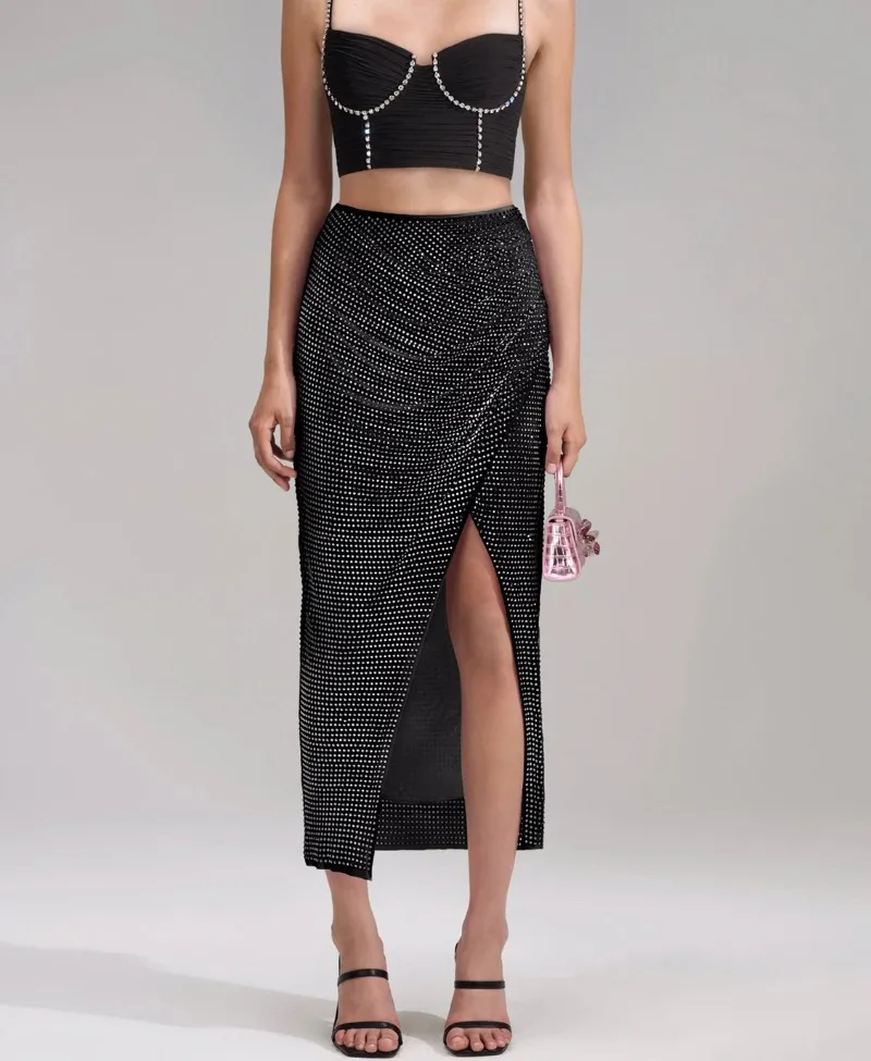 2023 Spring Elegant and Generous Bling Mid-length Sexy Black Skirt for Women 
2023 Spring Elegant and Generous Bling Mid-length Sexy Black Skirt for Women