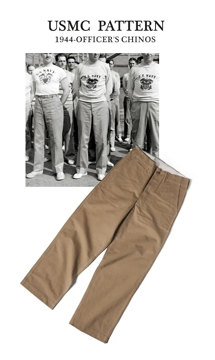 Bronson 1944 USMC Officer Chino Pants Straight-Leg Mens Military Trousers Khakis 55 S70081dd97d594c3d9f1cbf48b8e3e33cl