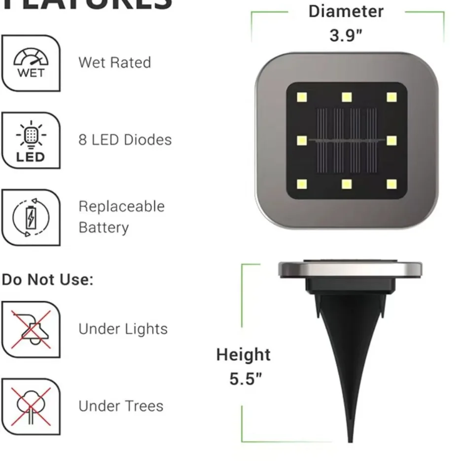 Наружная Солнечная подземная лампа из нержавеющей стали, 8 светодиодов, квадратная лампа для парка, садовая лампа
Наружная Солнечная подземная лампа из нержавеющей стали, 8 светодиодов, квадратная лампа для парка, садовая лампа