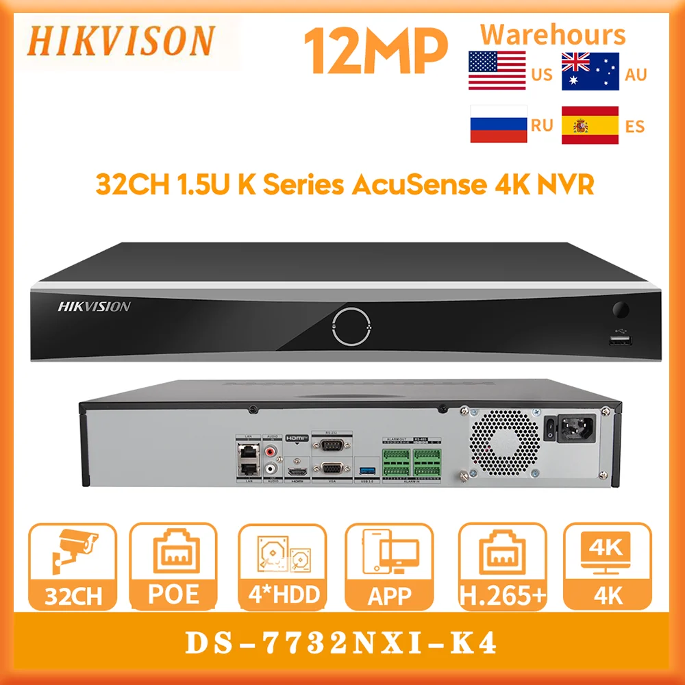 

Hikvision DS-7732NXI-K4 32CH 1.5U K Series AcuSense 4K NVR Motion Detection 2.0 Human Vehicle Recognition Network Video Recorder