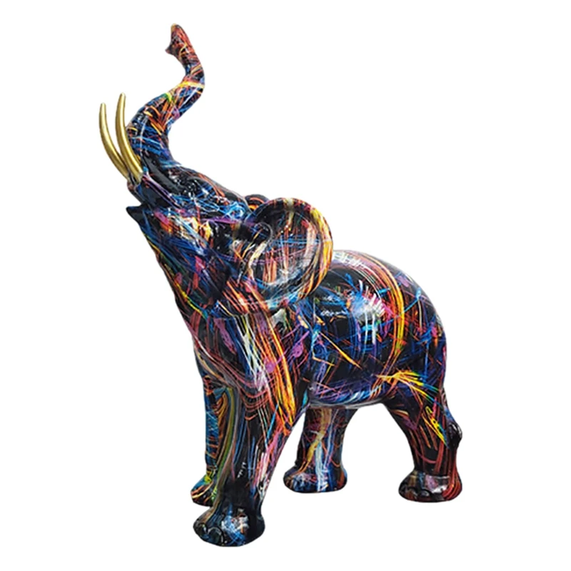 

Creative Painted Colorful Elephant Resin Craft Ornament Home Living Room Wine Cabinet Porch Wine Cabinet Decorations