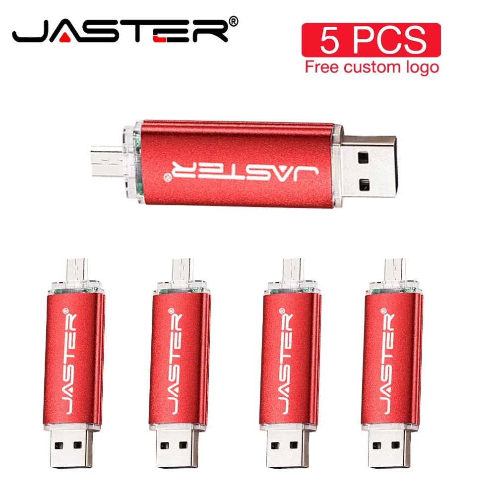 

JASTER 5 PCS LOT Usb Flash Drives 128GB Plastic Memory Stick 64GB OTG Pen Drive 32GB 2 in 1 USB Stick 16GB Creative Gift U Disk