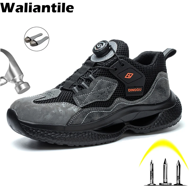 

Waliantile New Men Safety Work Shoes For Industrial Non-slip Working Boots Steel Toe Puncture Proof Indestructible Sneakers Male