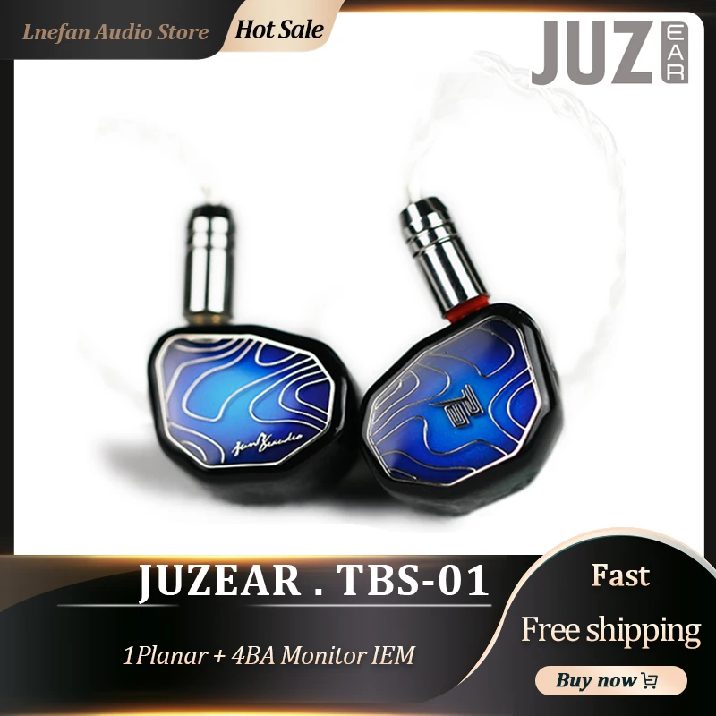 

JUZEAR TBS-01 In Ear Earphone 1Planar + 4BA Hybrid Drive HiFi Music Earbud With 0.78 2Pin Cable 2.5 3.5 4.4mm Plug Monitor IEMs