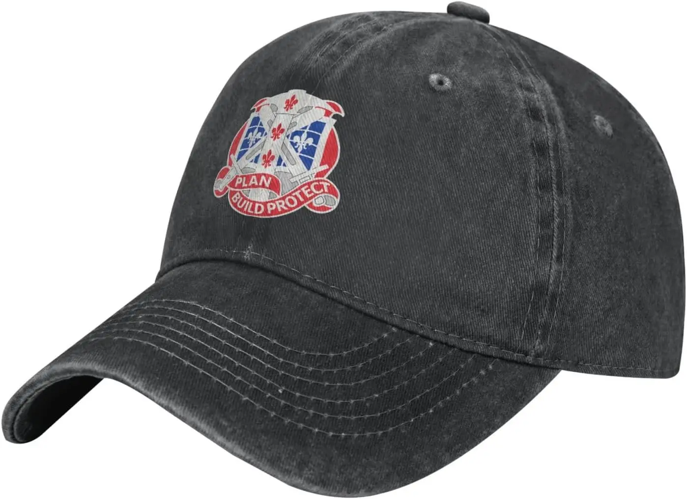 

Кепка Военная армейская 411th для инженерной бригады DUI, бейсболка, хлопковая кепка с потертостями, кепки военные тёмно-синие