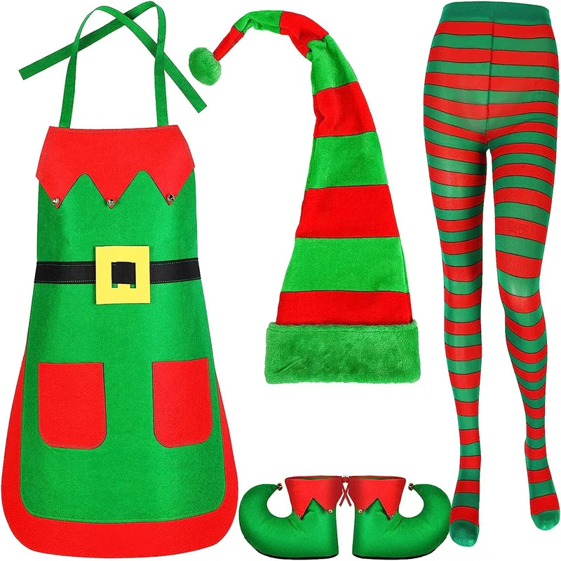 Elf Costumes for Christmas Carnival Masquerade Party Santa Hat and Striped Socks Cosplay Xmas Chef's Apron Decoration Women
Elf Costumes for Christmas Carnival Masquerade Party Santa Hat and Striped Socks Cosplay Xmas Chef's Apron Decoration Women