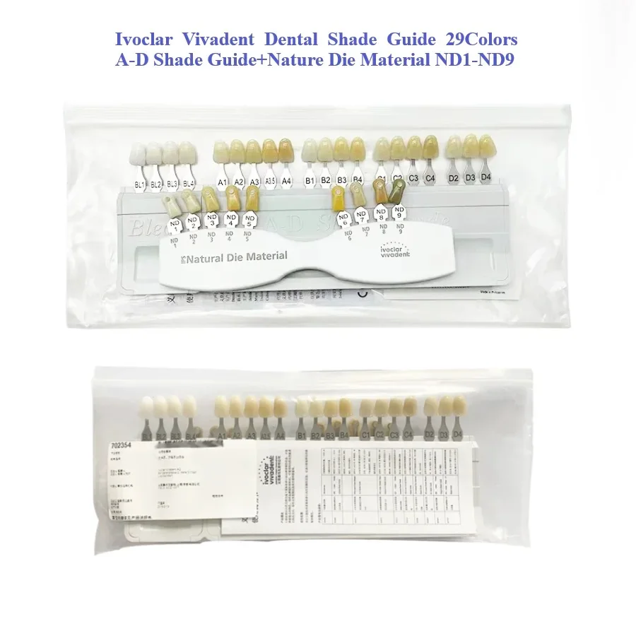 29Colors Ivoclar Vivadent Dental Shade Guide A-D Shade Guide+Nature Die Material ND1-ND9 Ivoclar Porcelain Dental Shade Guide
29Colors Ivoclar Vivadent Dental Shade Guide A-D Shade Guide+Nature Die Material ND1-ND9 Ivoclar Porcelain Dental Shade Guide