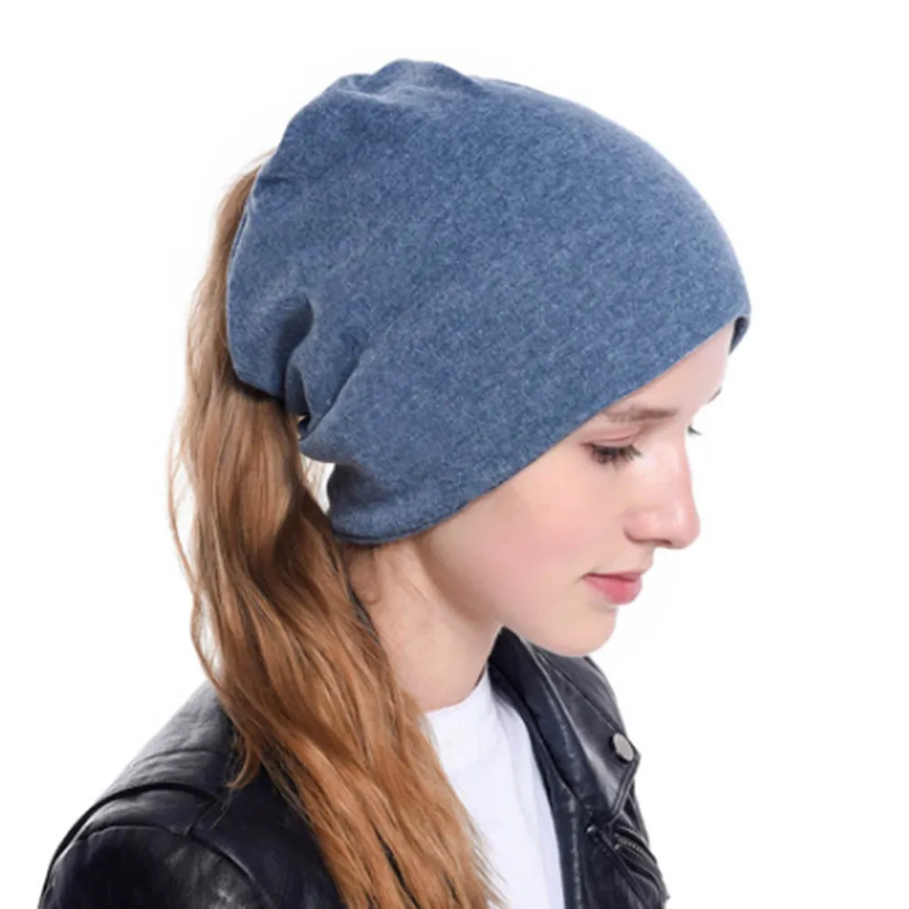 

NEW Fashion Womens Knit Beanie pullover Hat Oversized Candy color Ponytail hat cap sombreros de mujer casquette femme