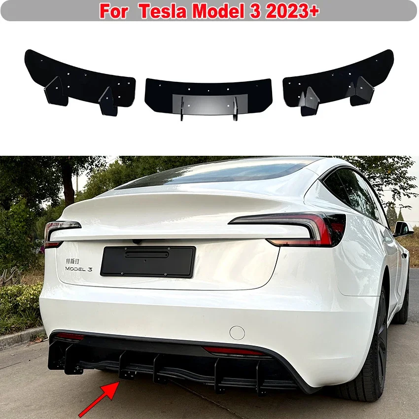 For Tesla Model 3 2023+ Rear Bumper Lip Diffuser Splitter Spoiler Deflector Body Kit Guards Cover Trim Decor Car Accessories
For Tesla Model 3 2023+ Rear Bumper Lip Diffuser Splitter Spoiler Deflector Body Kit Guards Cover Trim Decor Car Accessories
