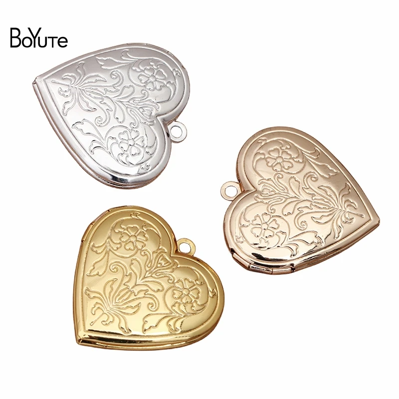 

BoYuTe (10 Pieces/Lot) 20MM Metal Brass Heart Floating Locket Pendant Charms Diy Hand Made Open Photo Locket Jewelry Accessories