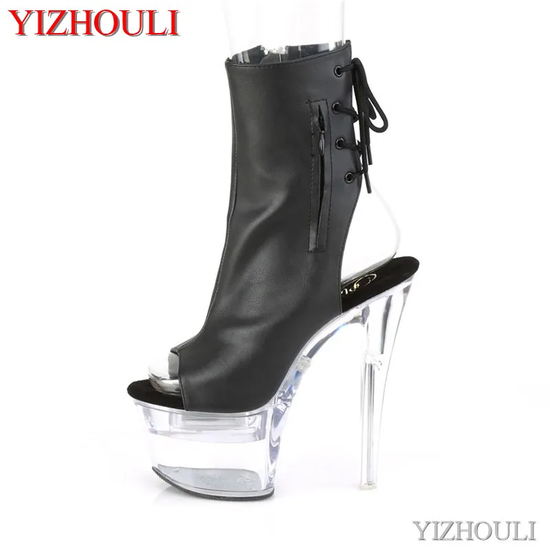 Open toe 17 cm, 7 inch transparent model stiletto heels, summer night club pole dancing ankle dance shoes
Open toe 17 cm, 7 inch transparent model stiletto heels, summer night club pole dancing ankle dance shoes