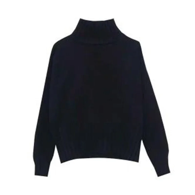

2024 Fall/winter Pullover Casual Loose Lazy Lazy Sweater Turtleneck Small Fresh Sweet Long-sleeved Top White Short Women