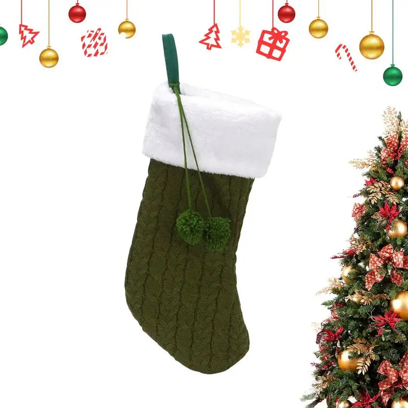 

Stocking For Christmas Tree Knitting Santa Claus Stocking For Christmas Atmosphere Seasonal Decors For Toys Chocolate Candy Gift