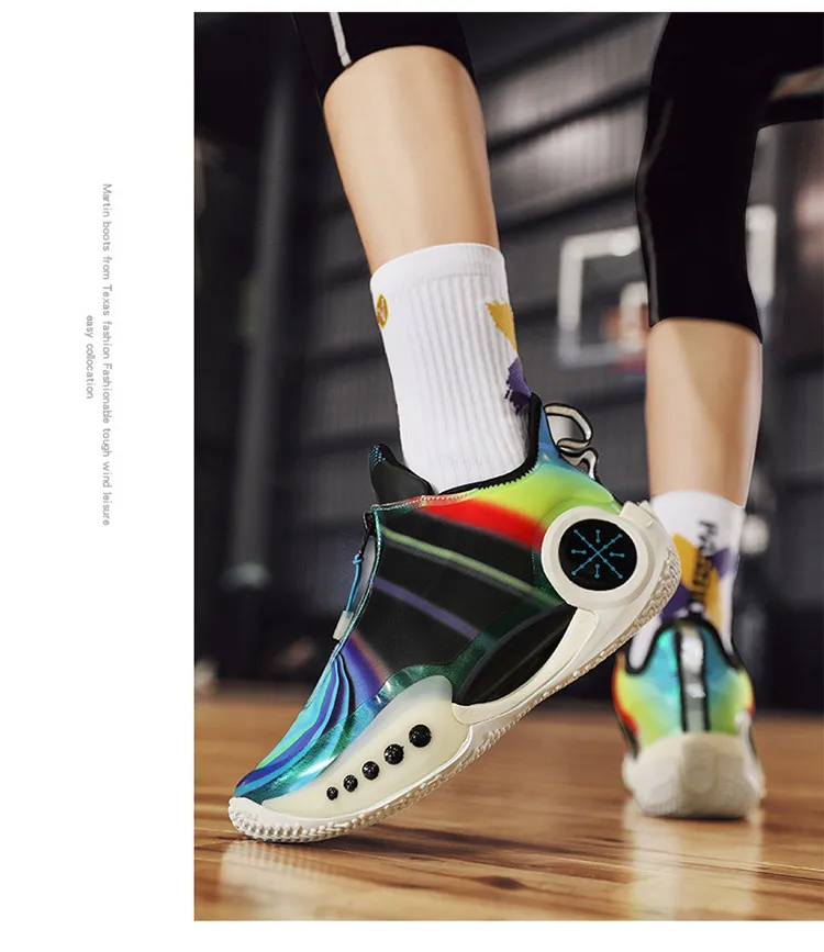 Novas botas de basquete masculino esportes ao ar livre amortecimento anti-deslizamento tênis de basquete respirável Novas botas de basquete masculino esportes ao ar livre amortecimento anti-deslizamento tênis de basquete respirável