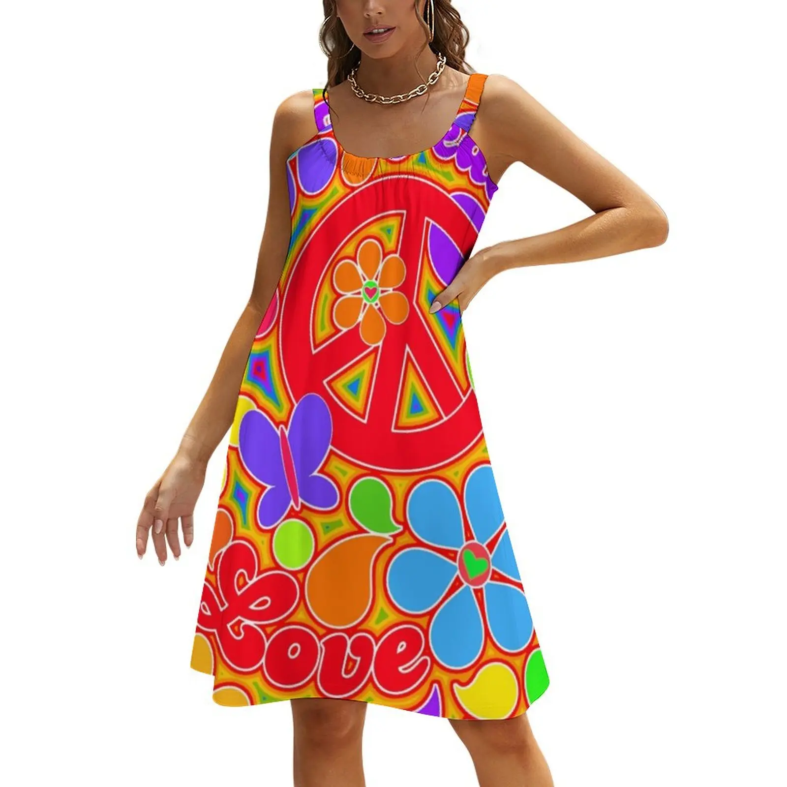 Rainbow Pop Art Colorful Peace and Love Flower Power Art Beach Sling Skirt dress for women
Rainbow Pop Art Colorful Peace and Love Flower Power Art Beach Sling Skirt dress for women