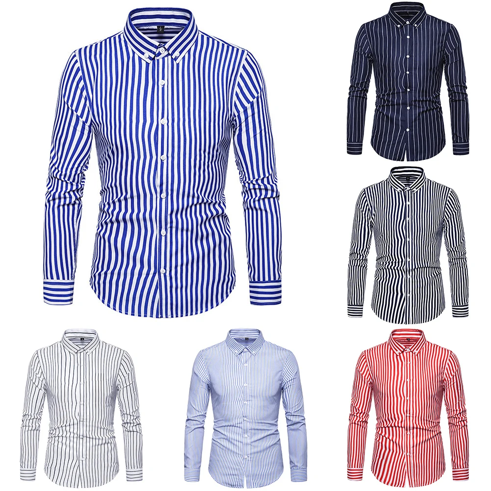 Men's Stripe Business Shirts Button Lapel Collar Retro Long Sleeve Casual Formal Dress Tops Tee Shirt Men Clothing
Men's Stripe Business Shirts Button Lapel Collar Retro Long Sleeve Casual Formal Dress Tops Tee Shirt Men Clothing