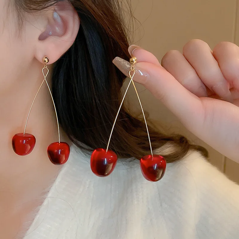 Real Gold Plating Red Acrylic Cherry Drop Earrings For Women Korean Fashion Sweet Fruit Earings
Real Gold Plating Red Acrylic Cherry Drop Earrings For Women Korean Fashion Sweet Fruit Earings