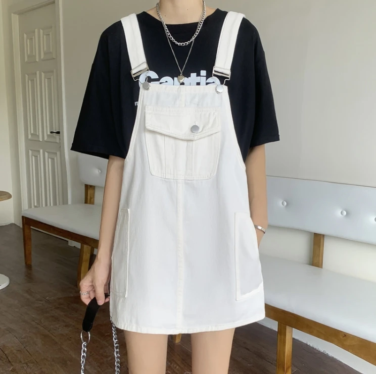 

Casual Temperament Simple Fashion Summer Advanced Sense Section Slimming Sweet Solid Loose Young Denim Strap Dress Z470