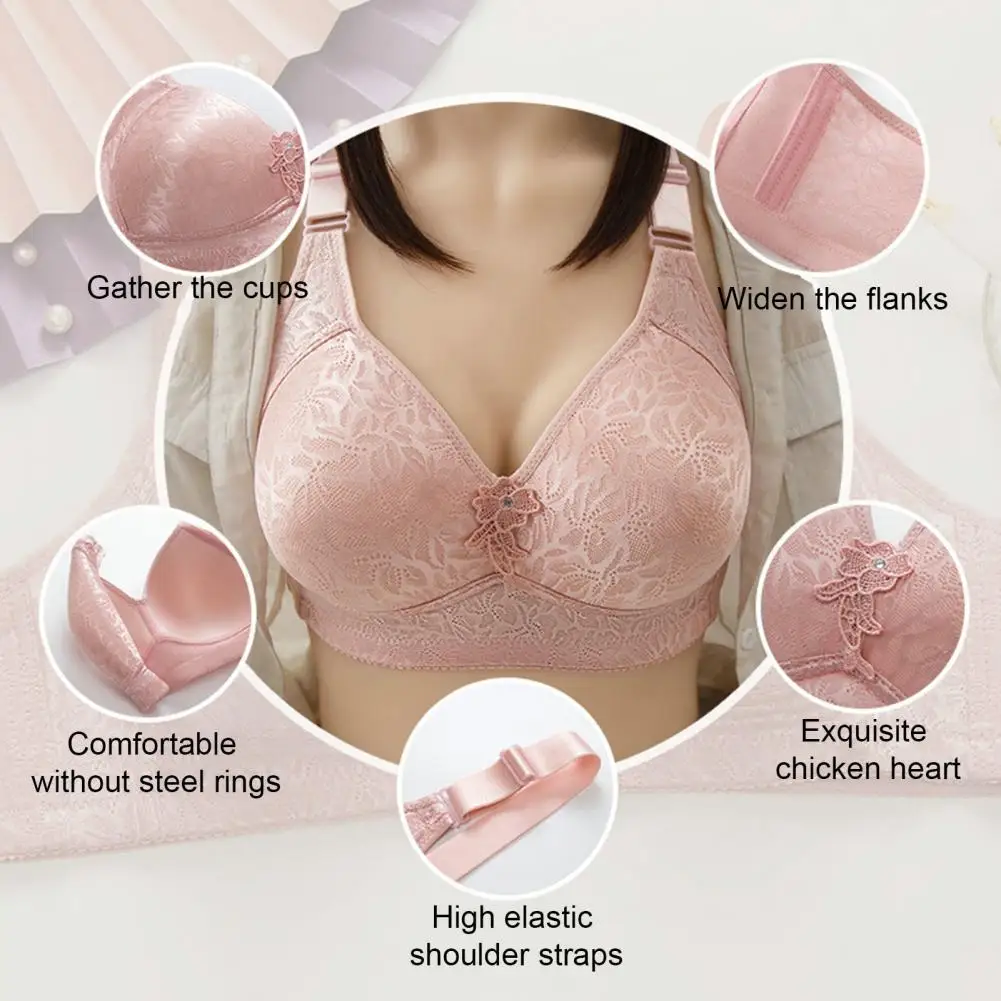 

Thin Section Bra Comfortable Breathable Size Push-up Bra for Women Wireless Thin Section with Lace Stitching Four Rows of Buckle