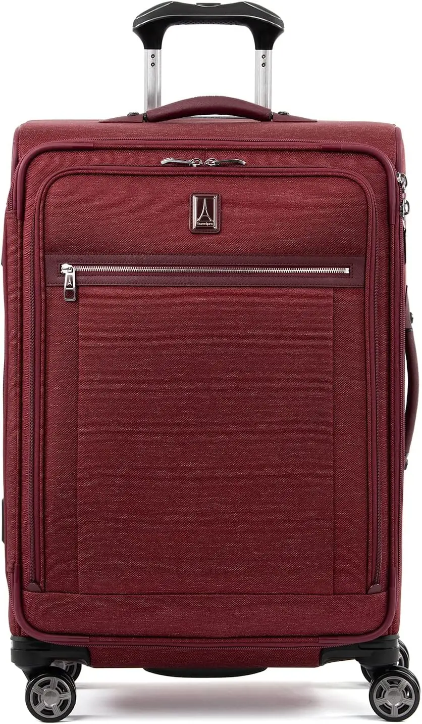 

Platinum Elite Softside Expandable Checked Luggage, 8 Wheel Spinner Suitcase, TSA Lock, Men and Women, Bordeaux Red