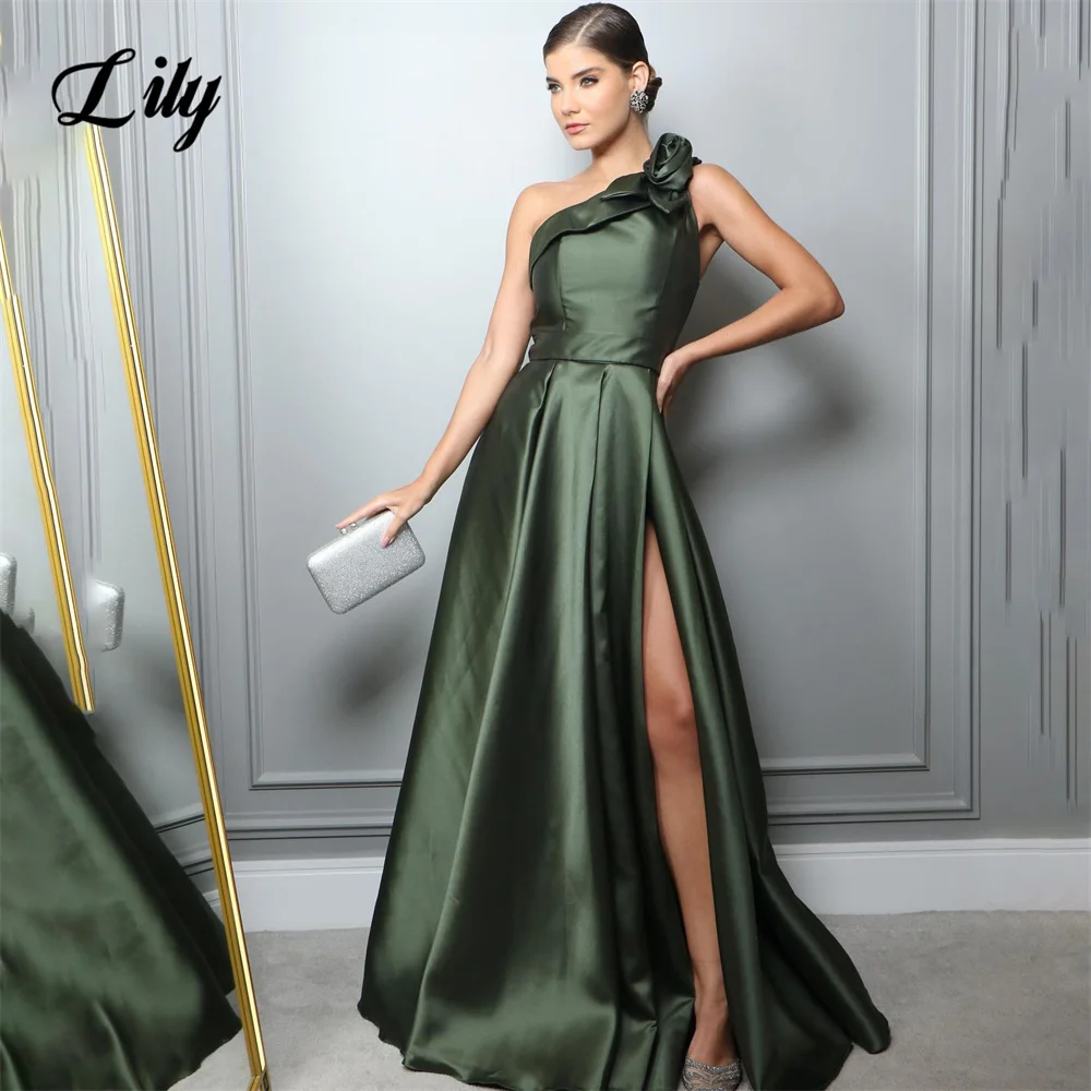 

Lily Green A Line Prom Dresses Pleat Sweetheart Celebrity Dresses Sleeveless Women's Evening Dresses Stain Formal Gown 프롬 드레스