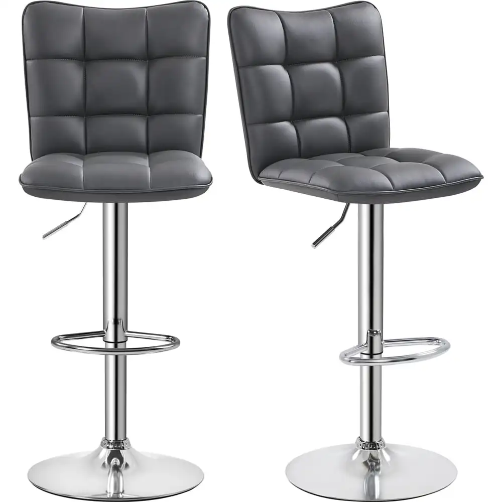 Set of 2 Adjustable Height Bar Chairs Kitchen Gray Swivel Faux Leather Counter Stools
Set of 2 Adjustable Height Bar Chairs Kitchen Gray Swivel Faux Leather Counter Stools