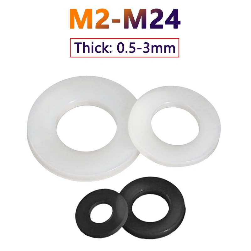 

M2-M24 пластиковый нейлоновый полипропилен плоская шайба плоскостная прокладка изоляционное кольцо для винта M2, 5 M3 M4 M5 M6 M8 M10 M12 M14 M16 M18 M22