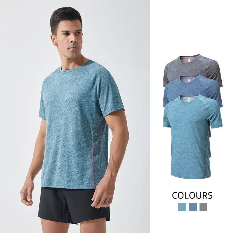 

Летняя мужская Спортивная футболка с коротким рукавом, дышащая быстросохнущая футболка для активного бега, фитнеса, мужская тренировочная одежда для тренажерного зала