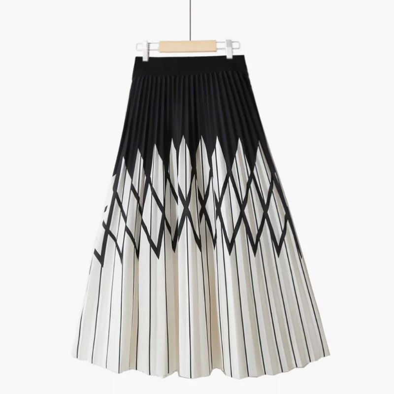 Women's Geometric Pattern Long Pleated Skirt 2023 Spring Summer Contrast High Waist Umbrella Large Swing Mid-Length Skirt Female
Women's Geometric Pattern Long Pleated Skirt 2023 Spring Summer Contrast High Waist Umbrella Large Swing Mid-Length Skirt Female