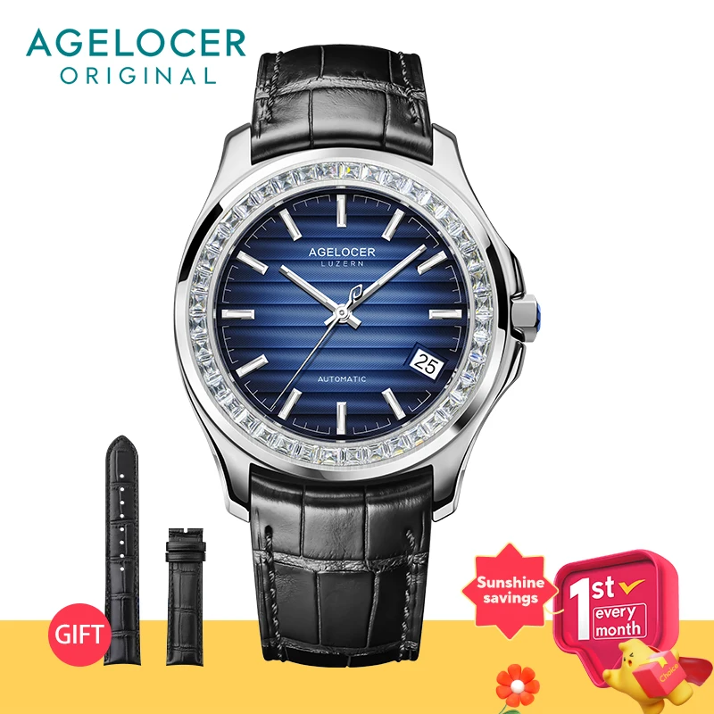 

AGELOCER Self-winding Mechanical Watches Men Waterproof Automatic Watch Luminous Date Dive 50m Blue Sapphire watches mens