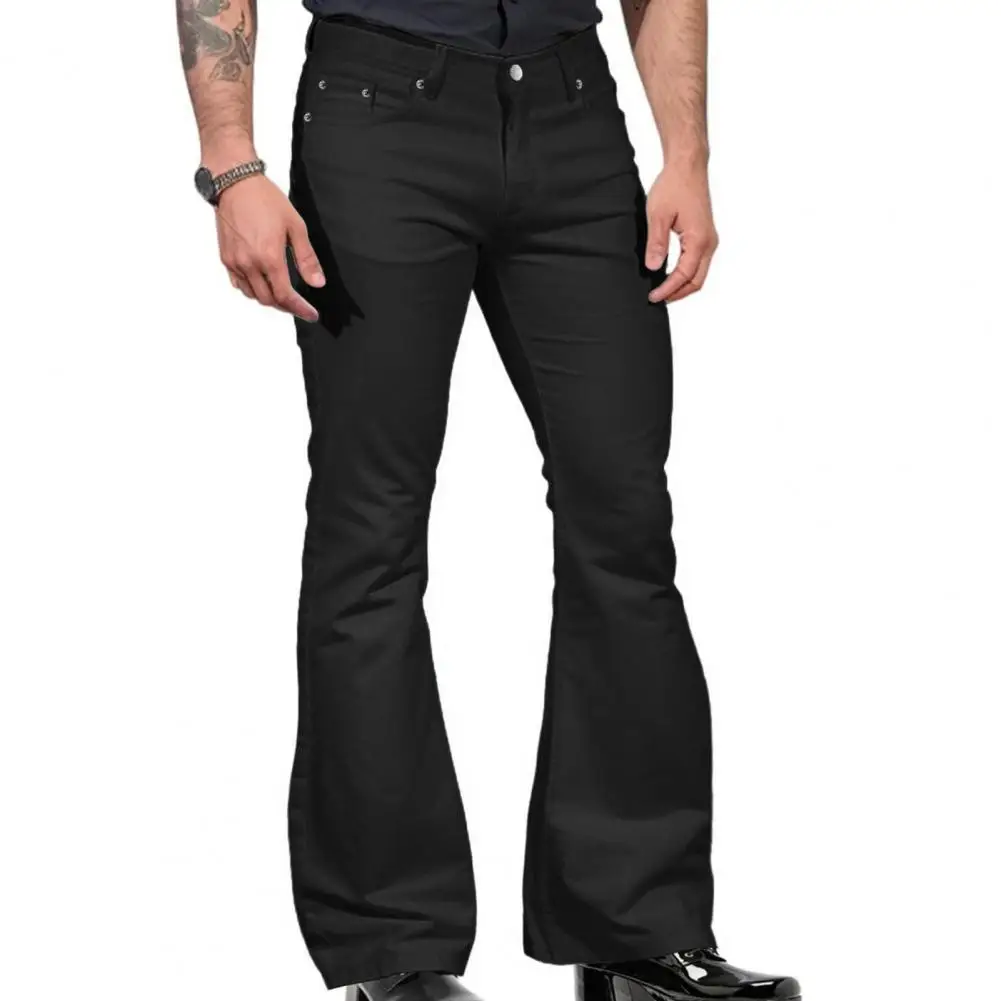 

Брюки-багги мужские в стиле ретро, свободные джинсы-клеш, винтажные однотонные брюки со средней посадкой, уличная одежда в стиле Харадзюку