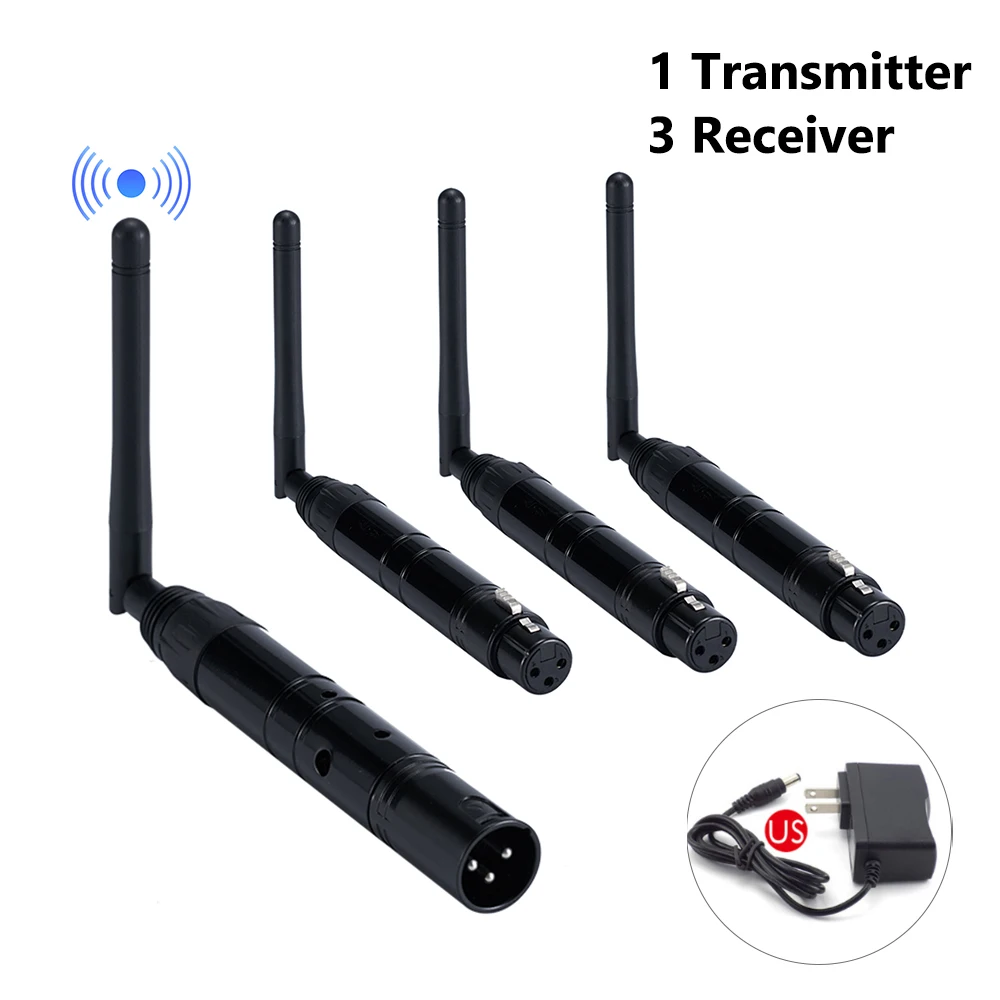 

4PCS DMX512 DMX Dfi DJ 2.4G Wireless 3 Receiver with Light Dome& 1 Transmitter Stage Lighting Control (Black)