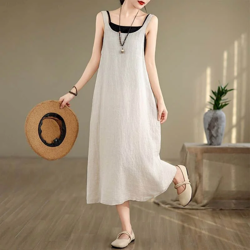 Linen Women Dresses Vintage Summer A-line Korean Style Sleeveless Ankle Length Literary V-neck Long Dress for Women Clothing
Linen Women Dresses Vintage Summer A-line Korean Style Sleeveless Ankle Length Literary V-neck Long Dress for Women Clothing