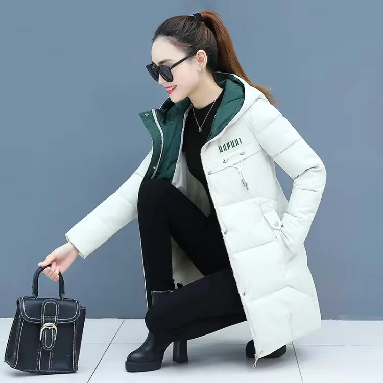 Winter Cotton Women's Down Jacket Hooded Long Sleeve Cardigan Zipper Plus Size Loose Solid Thick Fashion Office Lady Down Jacket
Winter Cotton Women's Down Jacket Hooded Long Sleeve Cardigan Zipper Plus Size Loose Solid Thick Fashion Office Lady Down Jacket