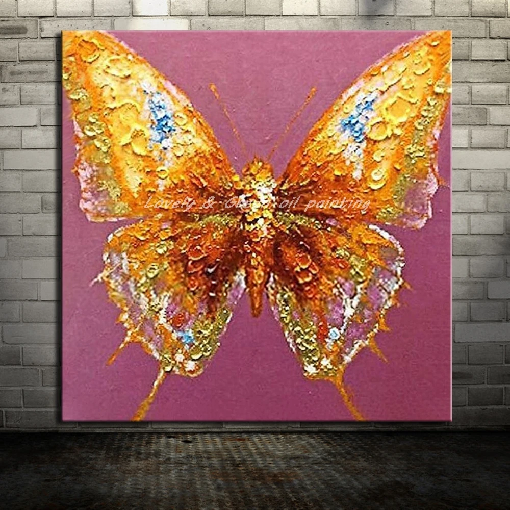 

No Frame Paintings Hand-Painted Modern Abstract Beautiful Butterfly Animal Oil Painting On Canvas, Wall Art,For Hotel Decoration